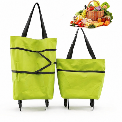 SpaceRoll™ Foldable Rolling Grocery Tote for Heavy Bags & Easy Carrying